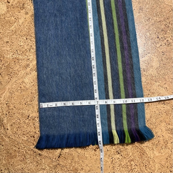 Shupaca Blue Bird Alpaca Blend Striped Fringed Scarf NWOT - Picture 14 of 15